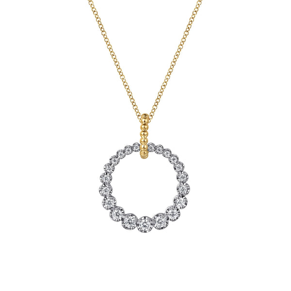 Bujukan Diamond Pendant Necklace in 14K White and Yellow Gold - 2