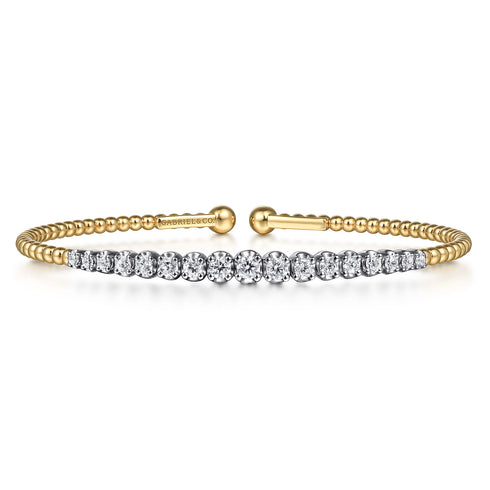 Bujukan Diamond Bangle in 14K White and Yellow Gold - 1