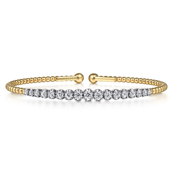 Bujukan Diamond Bangle in 14K White and Yellow Gold - 1