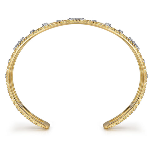 Bujukan Diamond Cuff Bangle in 14K White and Yellow Gold - 4