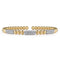 Bujukan Diamond Pave Three Station Bar Bangle Bracelet in 14K White and Yellow Gold - 2