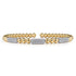 Bujukan Diamond Pave Three Station Bar Bangle Bracelet in 14K White and Yellow Gold - 2
