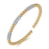 Bujukan Diamond Pave Three Station Bar Bangle Bracelet in 14K White and Yellow Gold - 3