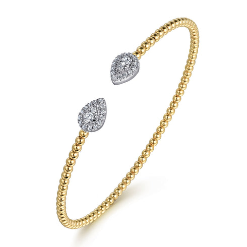 Bujukan Diamond Pear Shape Bangle in 14K White and Yellow Gold - 3