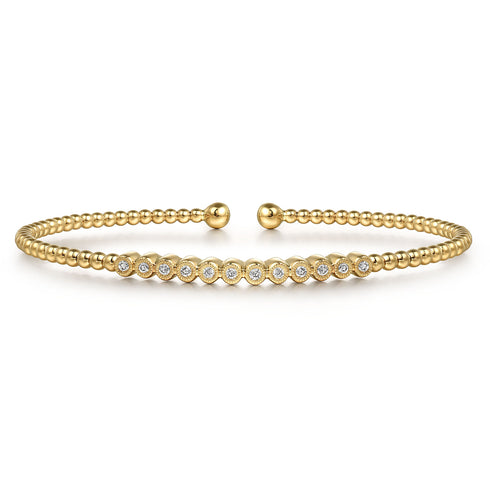 Bujukan Bead Diamond Bangle in 14K Yellow Gold - 1