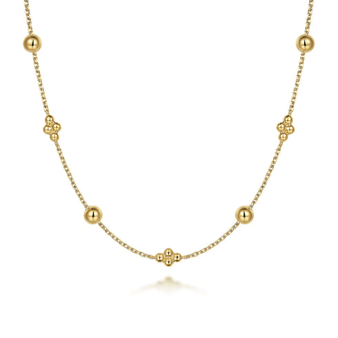 Bujukan 14K Yellow Gold Bead Station Necklace - 2