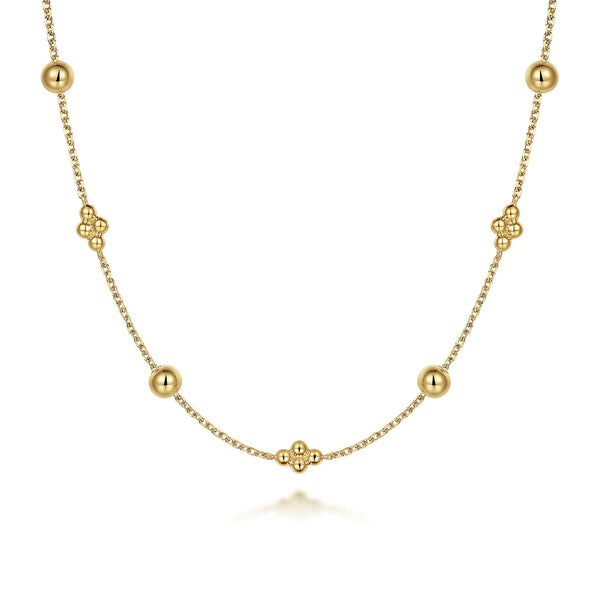 Bujukan 14K Yellow Gold Bead Station Necklace - 2