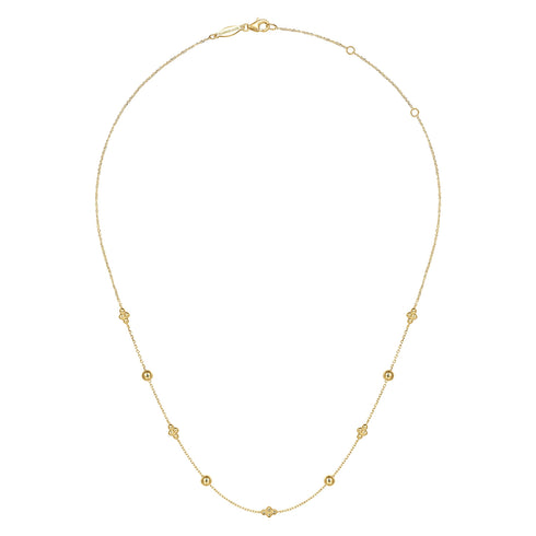 Bujukan 14K Yellow Gold Bead Station Necklace - 3
