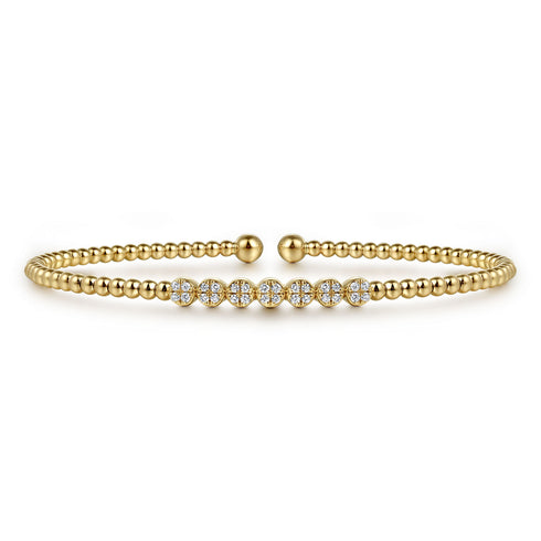 Bujukan Yellow Gold Bead and Cluster Diamond Bangle - 1