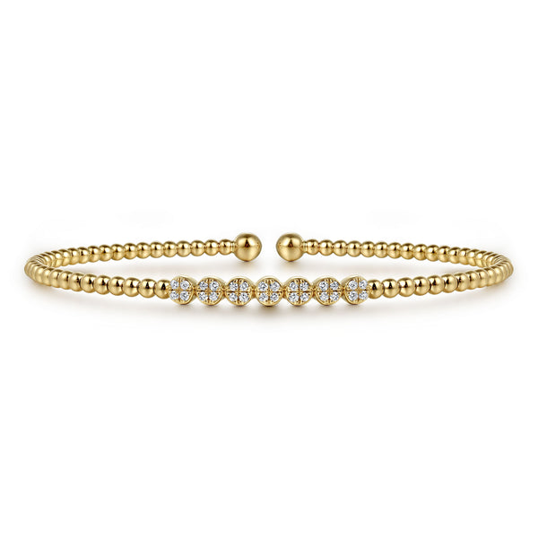 Bujukan Yellow Gold Bead and Cluster Diamond Bangle - 1