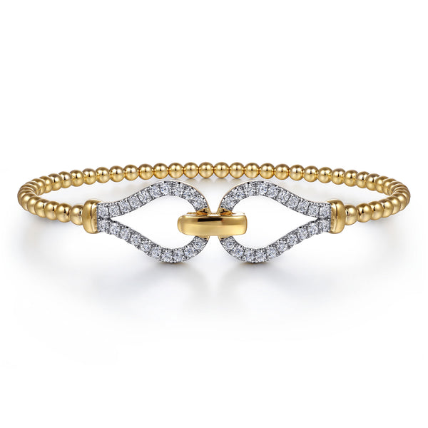 Bujukan Beads and Diamond Split Bangle Bracelet in 14K Yellow Gold - 2