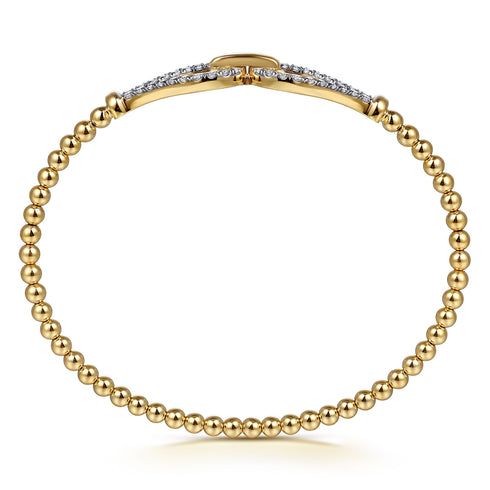 Bujukan Beads and Diamond Split Bangle Bracelet in 14K Yellow Gold - 4