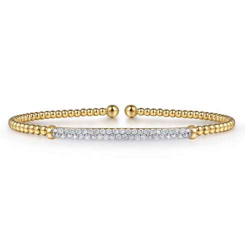 Bujukan Diamond Bar Split Bangle in 14K Yellow Gold - 1