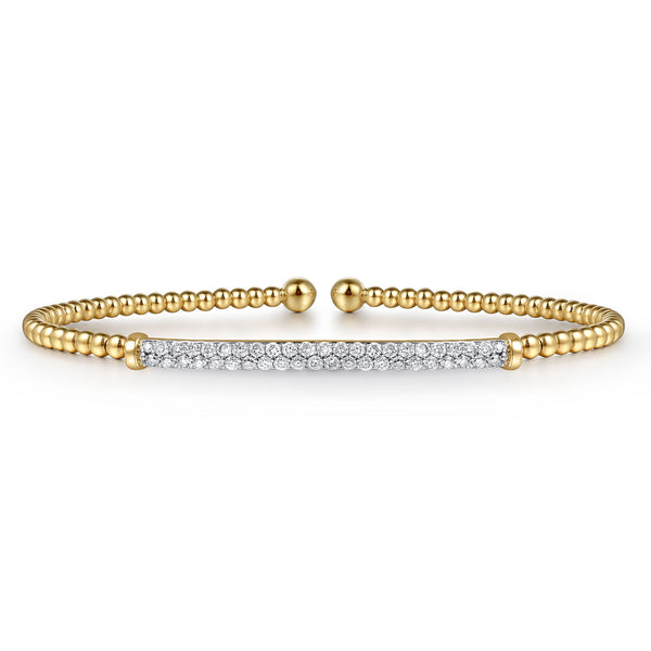 Bujukan Diamond Bar Split Bangle in 14K Yellow Gold - 2