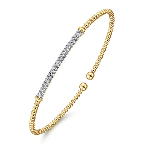 Bujukan Diamond Bar Split Bangle in 14K Yellow Gold - 2