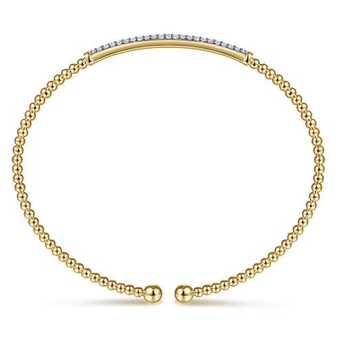 Bujukan Diamond Bar Split Bangle in 14K Yellow Gold - 4