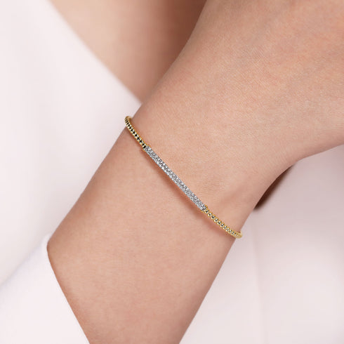 Bujukan Diamond Bar Split Bangle in 14K Yellow Gold - 4