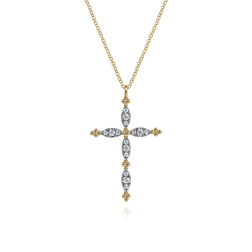 Bujukan Diamond Cross Pendant Necklace in 14K Yellow Gold - 2