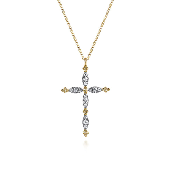 Bujukan Diamond Cross Pendant Necklace in 14K Yellow Gold - 2