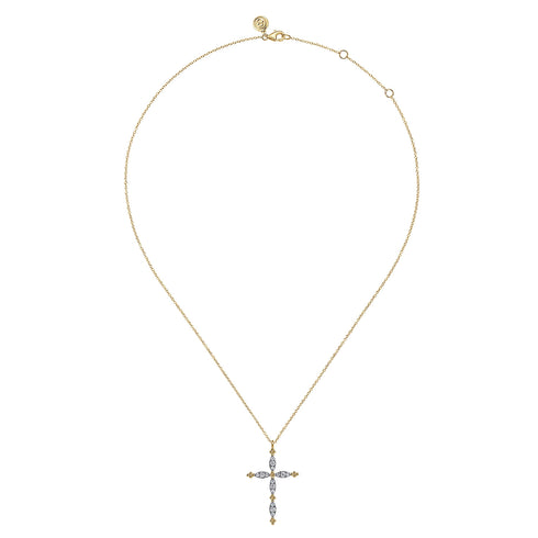 Bujukan Diamond Cross Pendant Necklace in 14K Yellow Gold - 3