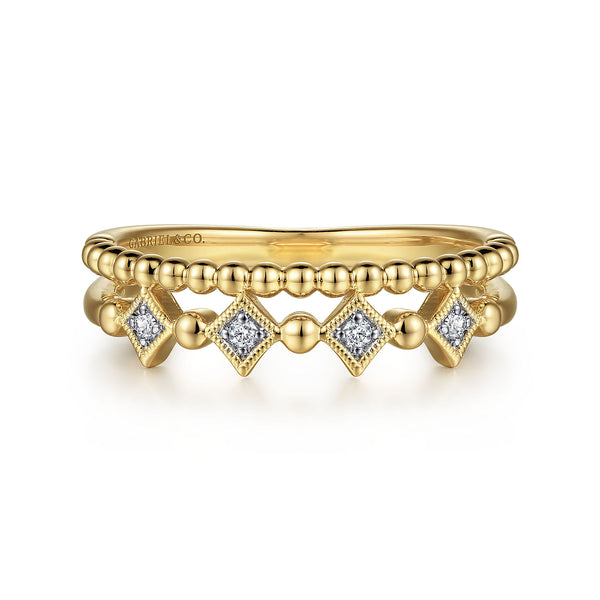 Bujukan Diamond Easy Stackable Ring in 14K Yellow Gold - 2