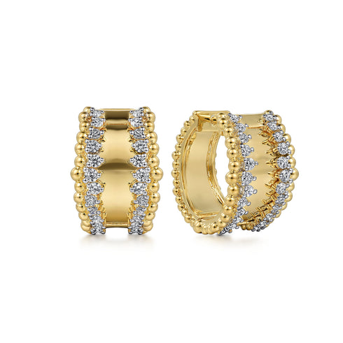 Bujukan Diamond Huggie Earrings in 14K Yellow Gold - 2