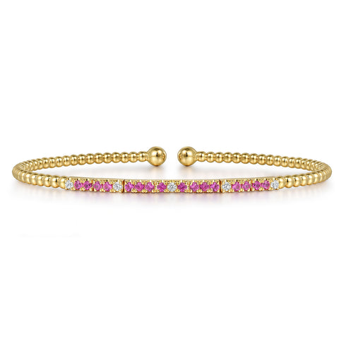 Bujukan Diamond and Ruby Split Bangle in 14K Yellow Gold - 1