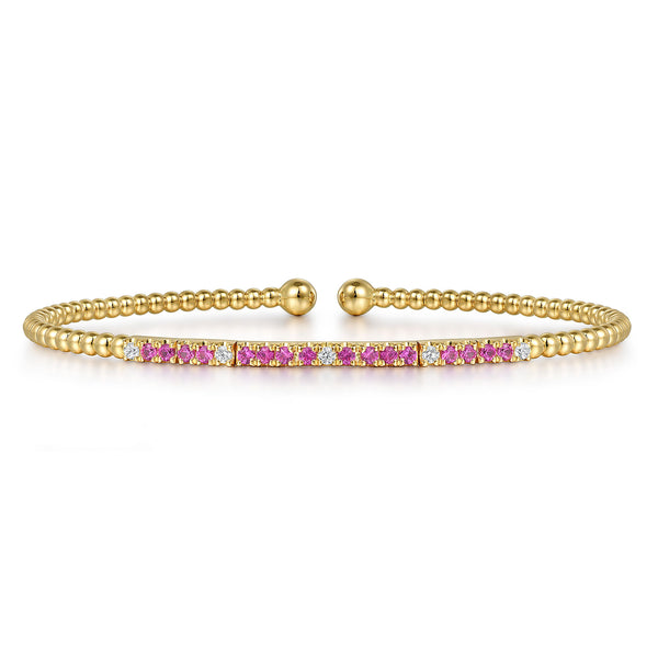 Bujukan Diamond and Ruby Split Bangle in 14K Yellow Gold - 1