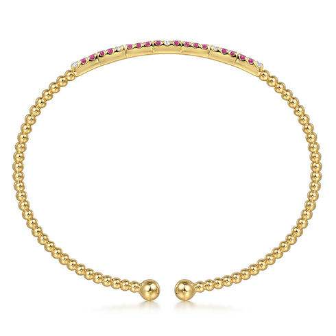 Bujukan Diamond and Ruby Split Bangle in 14K Yellow Gold - 3
