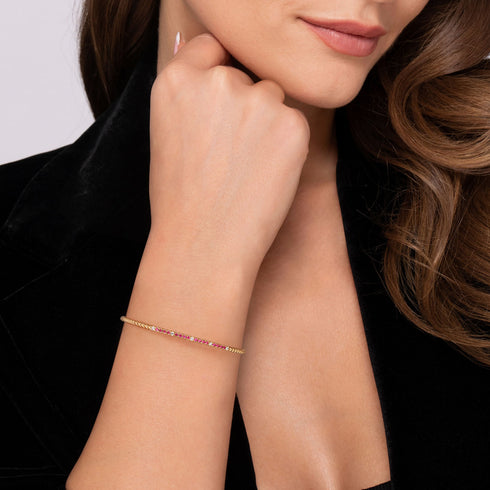 Bujukan Diamond and Ruby Split Bangle in 14K Yellow Gold - 4