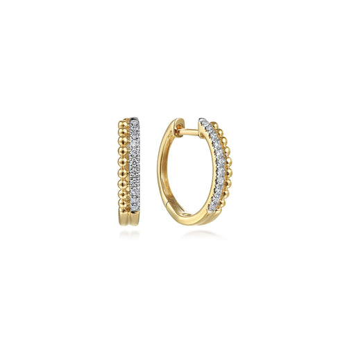 Bujukan Pave 10mm Diamond Huggie Earrings in 14K Yellow Gold - 2