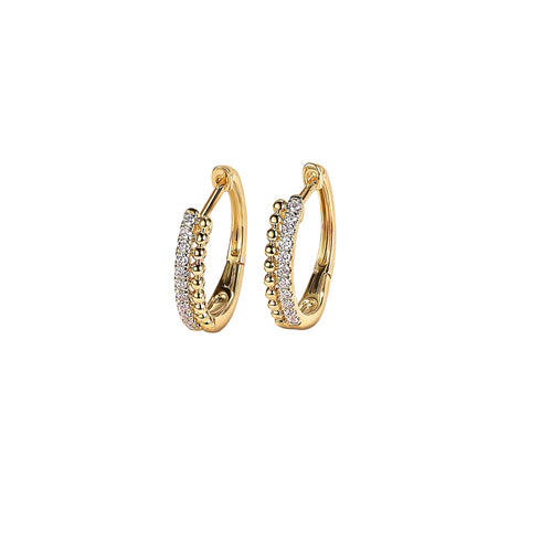 Bujukan Pave 10mm Diamond Huggie Earrings in 14K Yellow Gold - 5