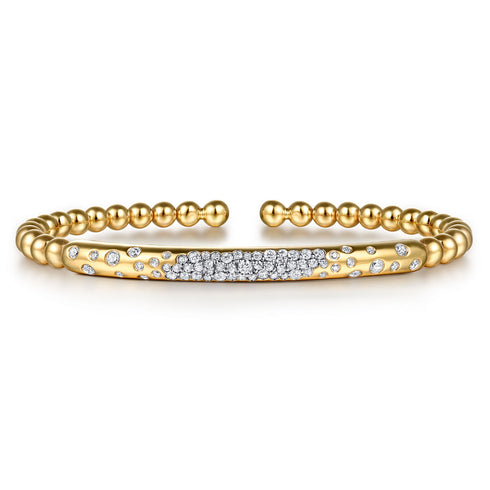 Bujukan Pave Diamond Split Bangle Bracelet in 14K Yellow Gold - 2