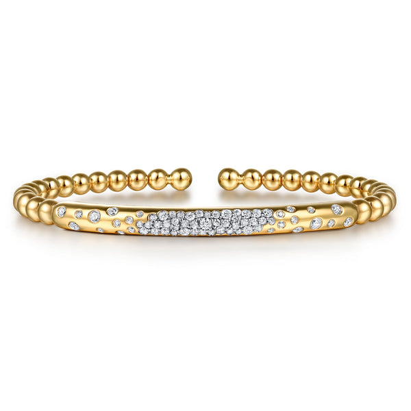 Bujukan Pave Diamond Split Bangle Bracelet in 14K Yellow Gold - 2