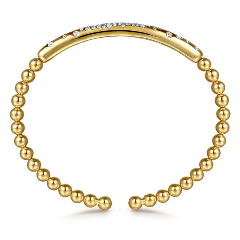 Bujukan Pave Diamond Split Bangle Bracelet in 14K Yellow Gold - 4