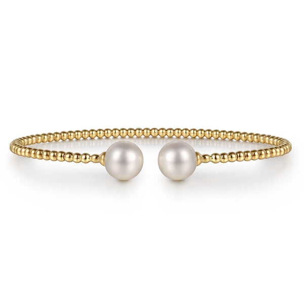 Bujukan 14K Yellow Gold Pearl Bangle Bracelet - 1