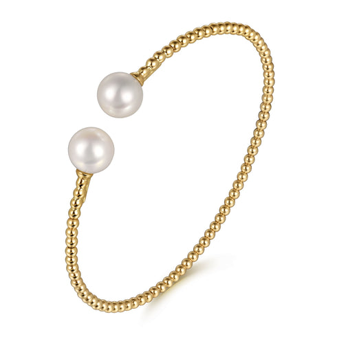 Bujukan 14K Yellow Gold Pearl Bangle Bracelet - 2