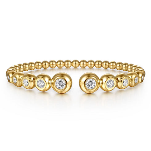 Bujukan 14K Yellow Gold and Diamond Split Bangle Bracelet - 1