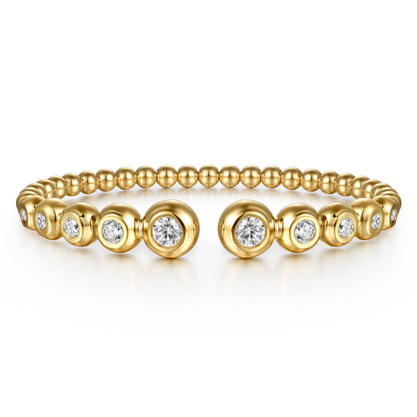 Bujukan 14K Yellow Gold and Diamond Split Bangle Bracelet - 1