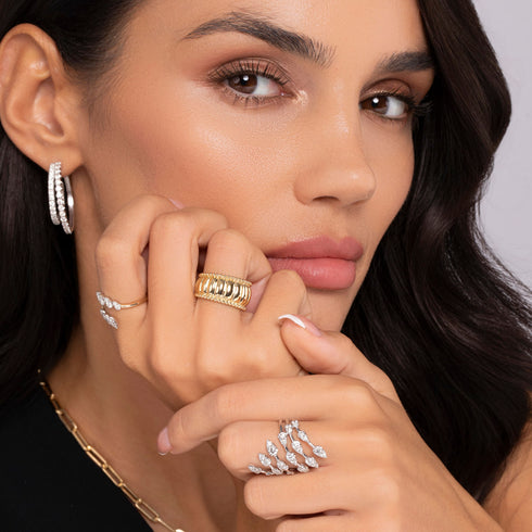 Bujukan 14K Yellow Gold Wide Band Ring - 7