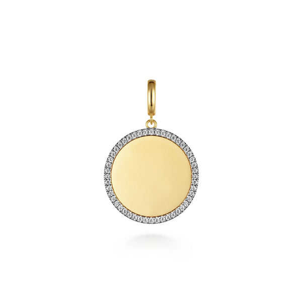 Diamond 24mm Round Medallion Pendant in 14K Yellow Gold - 2