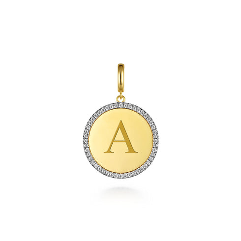 Diamond 24mm Round Medallion Pendant in 14K Yellow Gold - 6