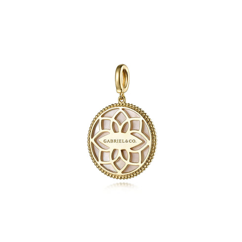 Diamond Blue Sapphire Compass Medallion Pendant in 14K Yellow Gold - 3