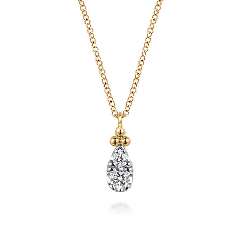 Bujukan 14K Yellow Gold Diamond Teardrop Pendant Necklace - 2