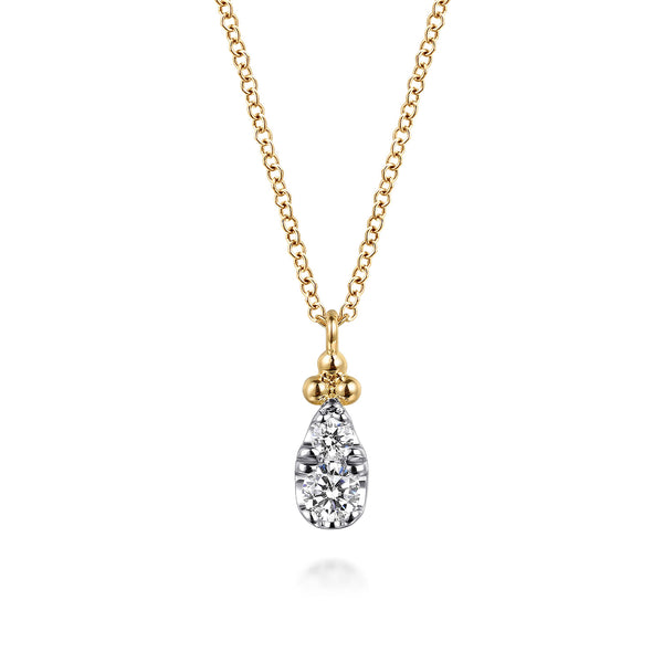 Bujukan 14K Yellow Gold Diamond Teardrop Pendant Necklace - 2