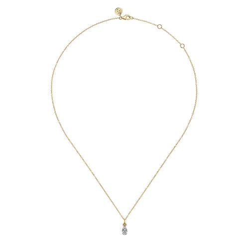 Bujukan 14K Yellow Gold Diamond Teardrop Pendant Necklace - 3