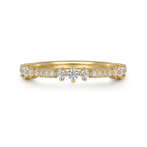 14K Yellow Gold Diamond Stackable Ring - 2