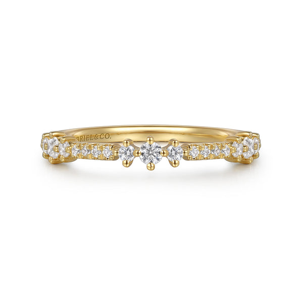 14K Yellow Gold Diamond Stackable Ring - 2