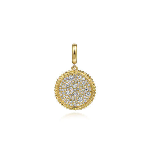 Bujukan Diamond Pave Medallion Pendant in 14K Yellow Gold - 1