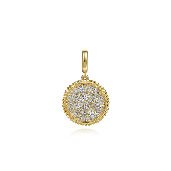 Bujukan Diamond Pave Medallion Pendant in 14K Yellow Gold - 1